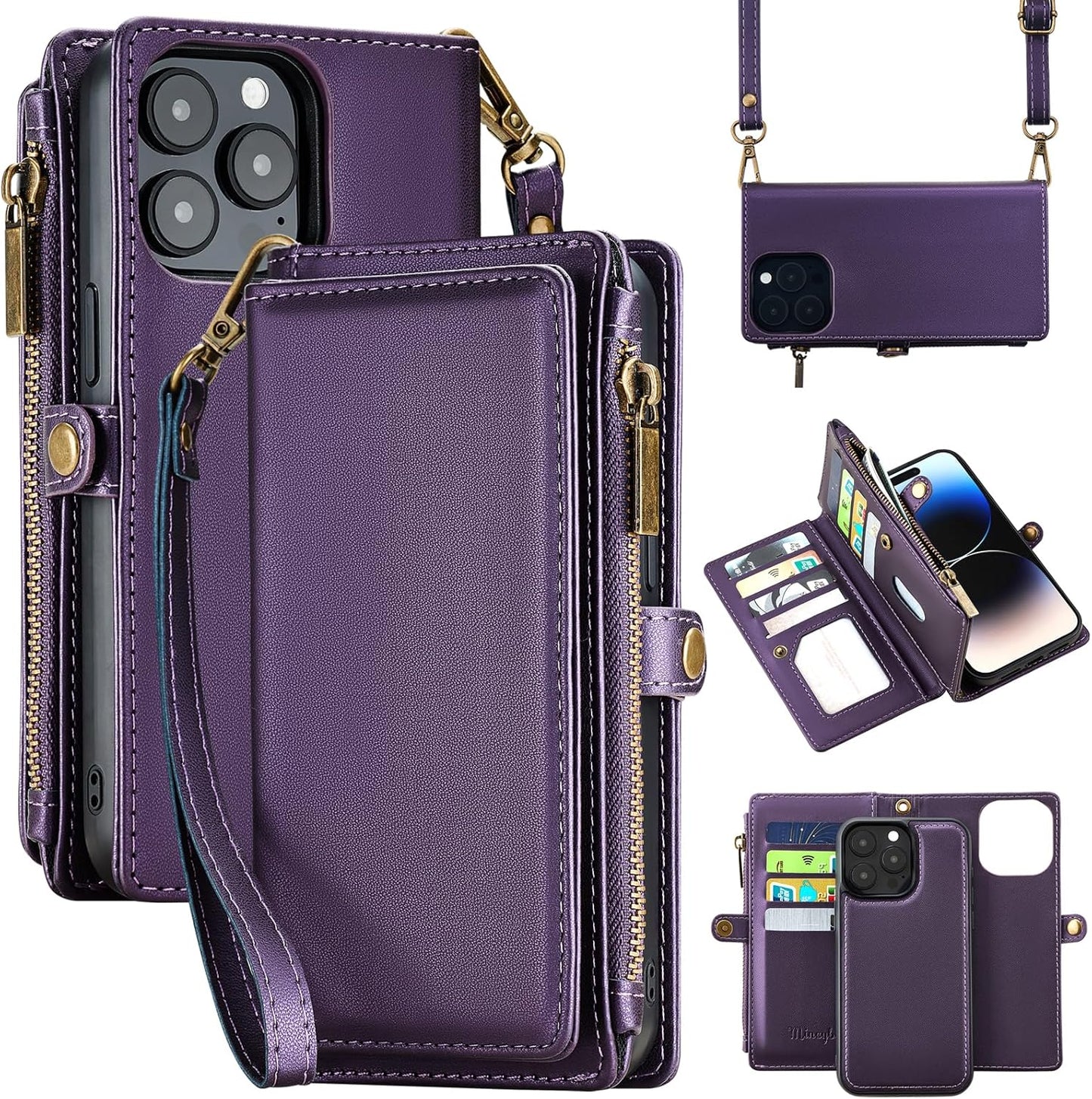 MInCYB iPhone 15 Pro Max Wallet Case with Card Holder Features