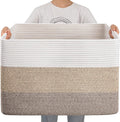 108L Super Large Blanket Basket - Rectangle Cotton Rope Storage