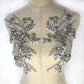 Rhinestone Beaded Applique Silver Embellishment - Sew On Bridal Decor