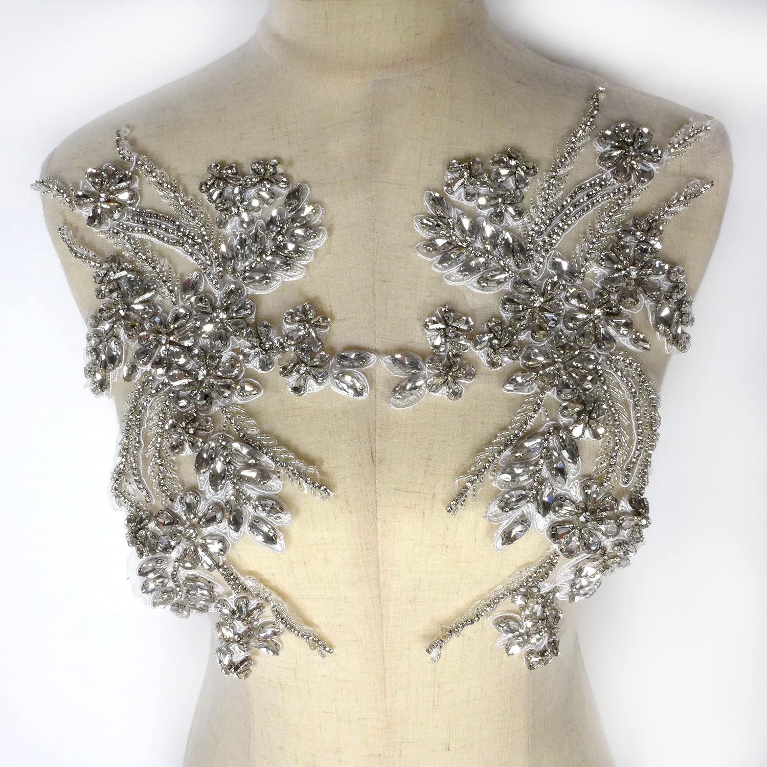 Rhinestone Beaded Applique for Prom Dresses and DIY Crafts