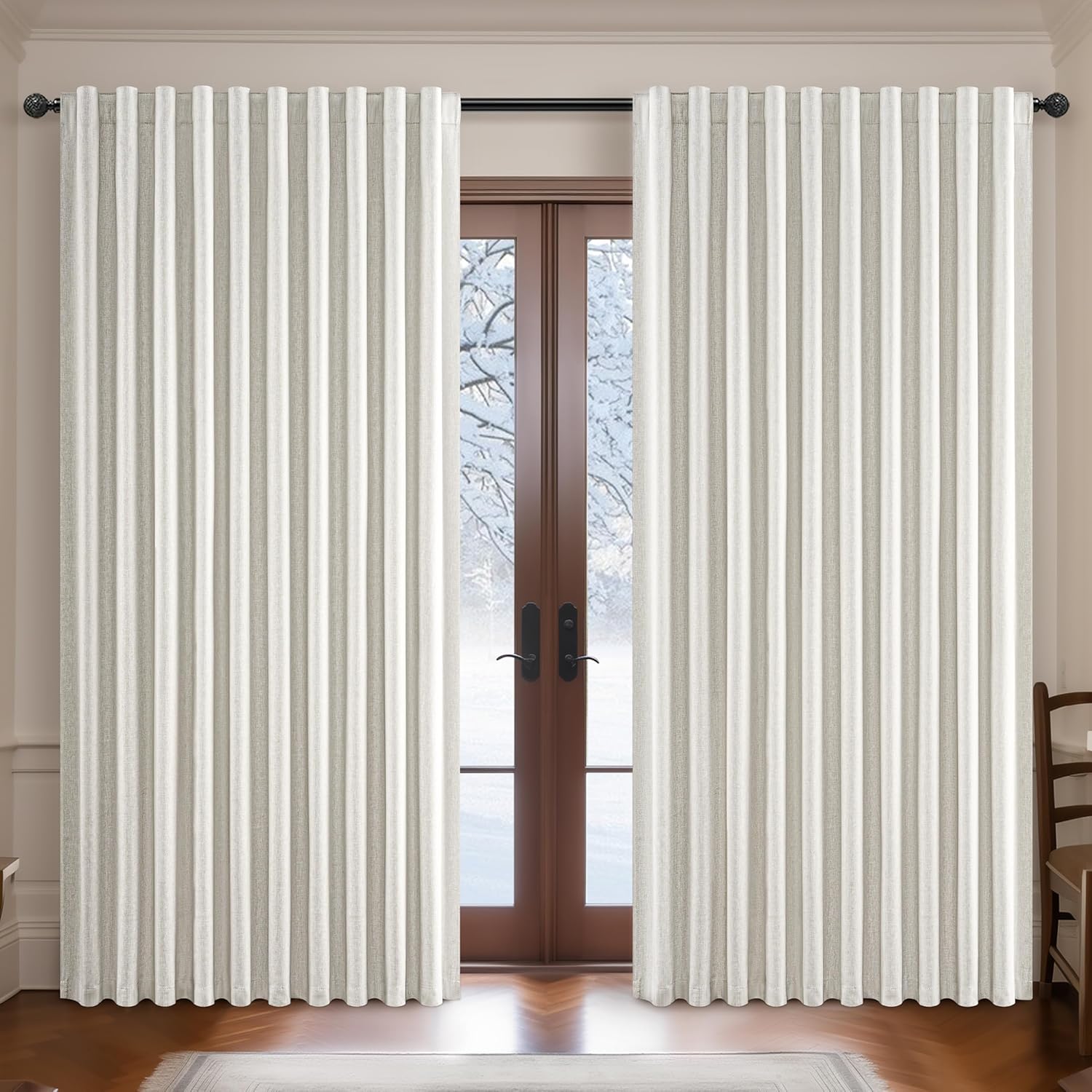 Butter Cream Extra Wide Blackout Curtains for Large Windows