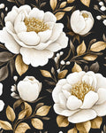 Vintage Floral Wallpaper Peel and Stick - Black Gold Floral 17.5in x