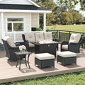 7 Piece Wicker Patio Set with 6in Cushions and Swivel Rockers - Cozy