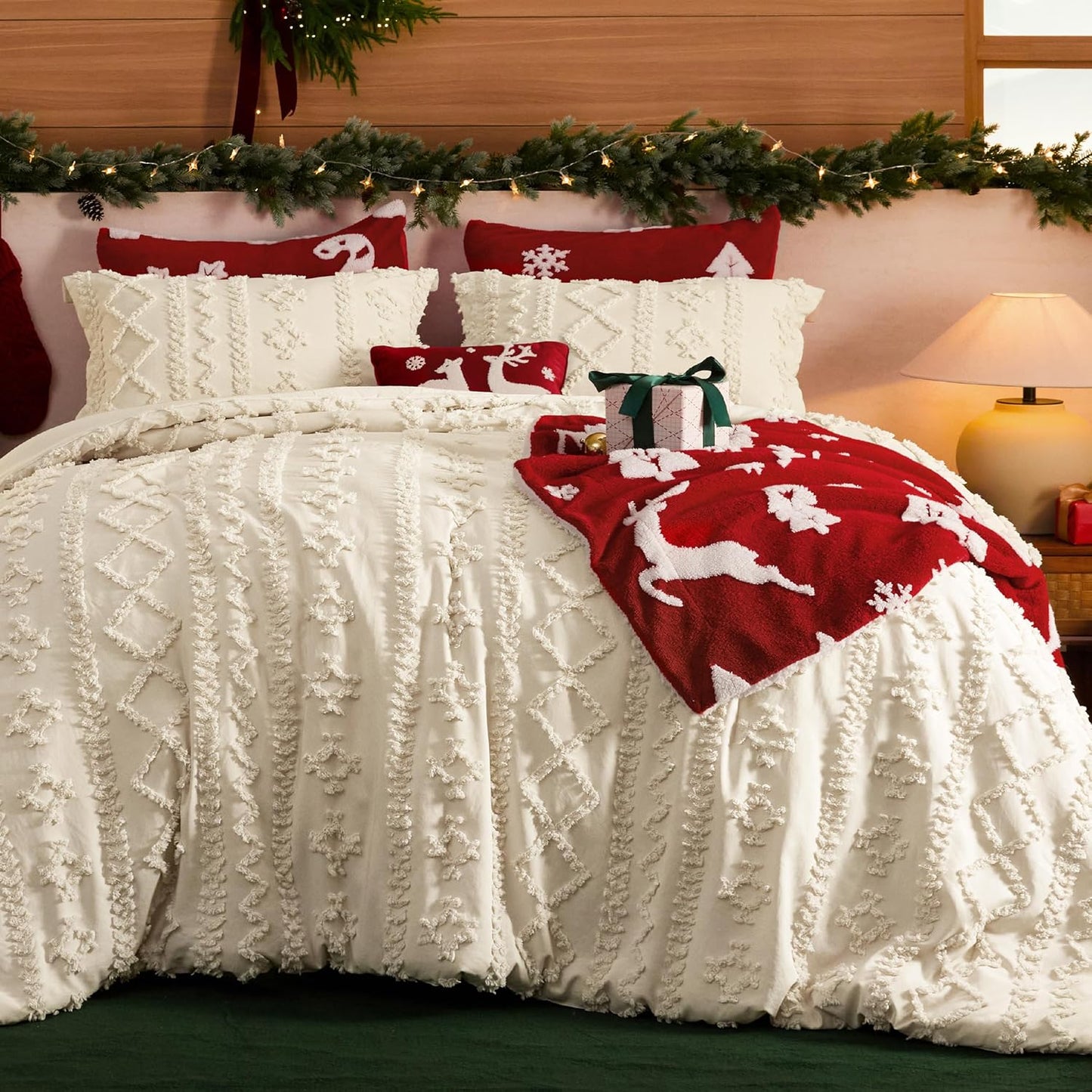 Boho Comforter Set Queen Size - Elegant Tufted Bedding Set