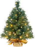 24 in Tabletop Christmas Tree with Warm LED Lights - Compact Festive