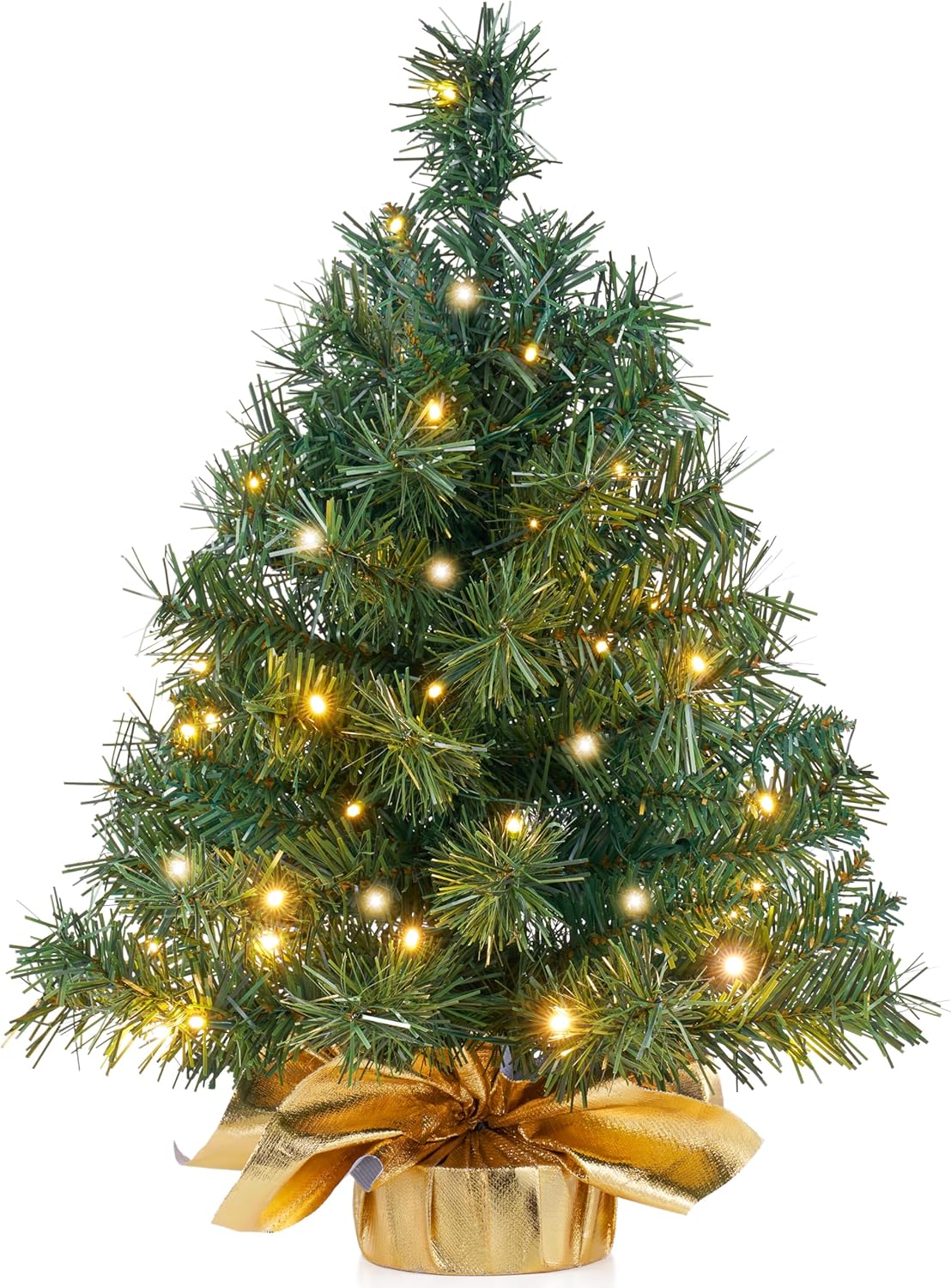 24in Small Tabletop Christmas Tree with LED Warm Lights