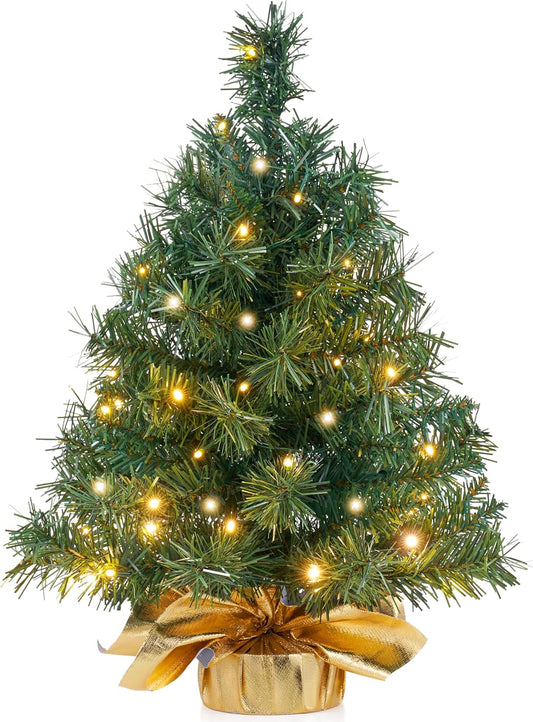 24in Small Tabletop Christmas Tree with LED Warm Lights