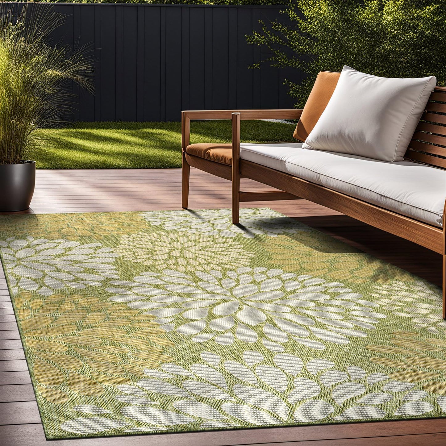 Beverly Rug Outdoor Rug 9x12 Modern Tropical Leaf Design