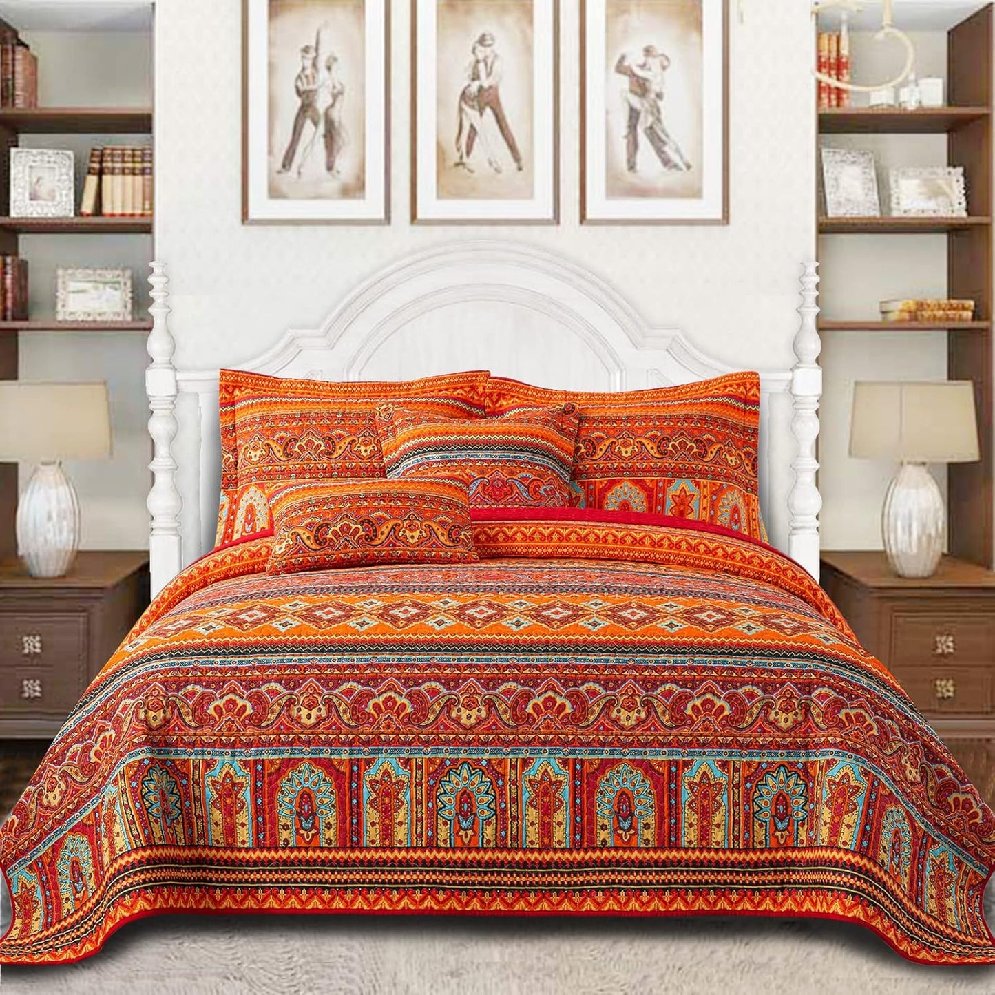 VAPUTAR Cotton Quilt Queen Size Bedding Set for Farmhouse Style