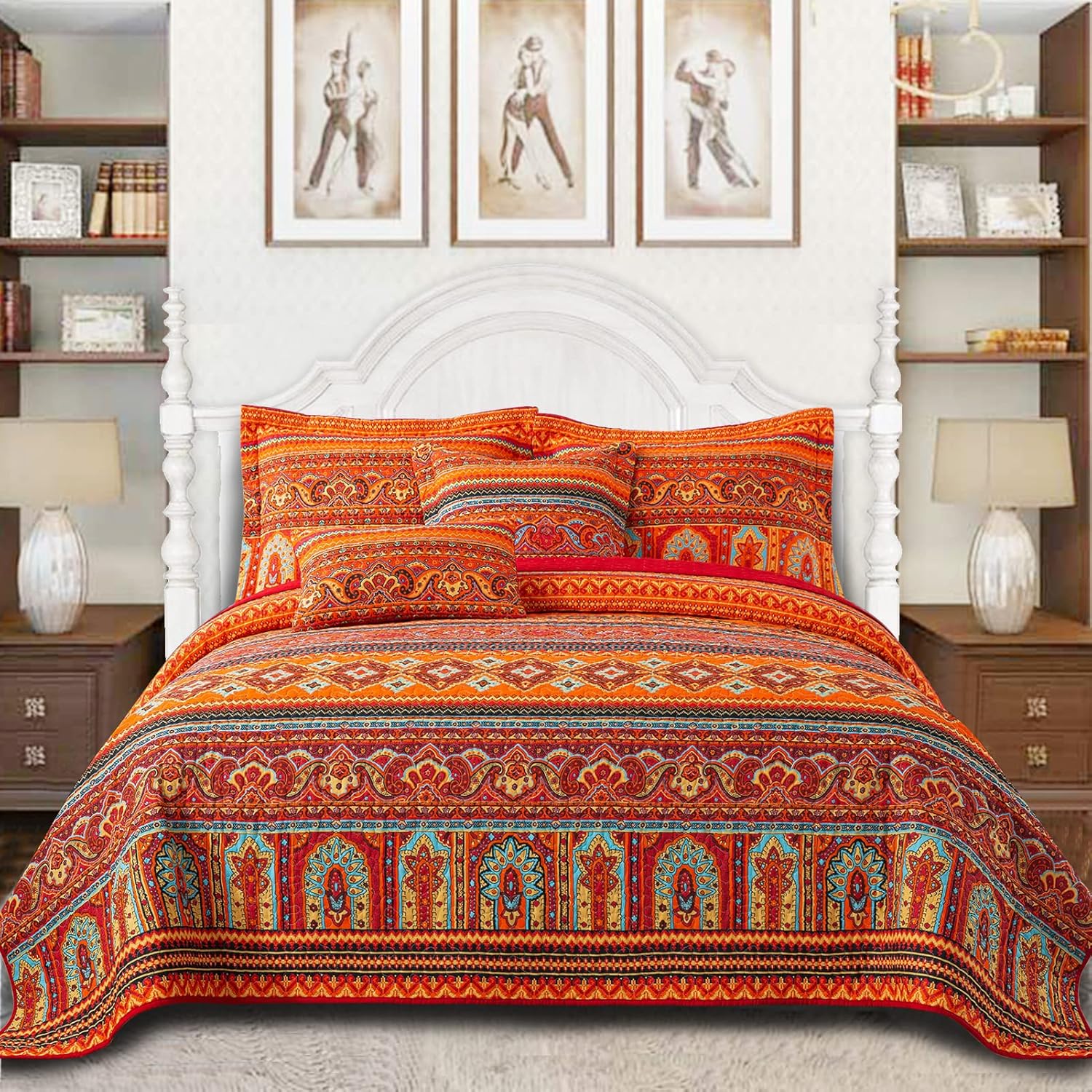 VAPUTAR Cotton Quilt Queen Size Bedding Set for Farmhouse Style