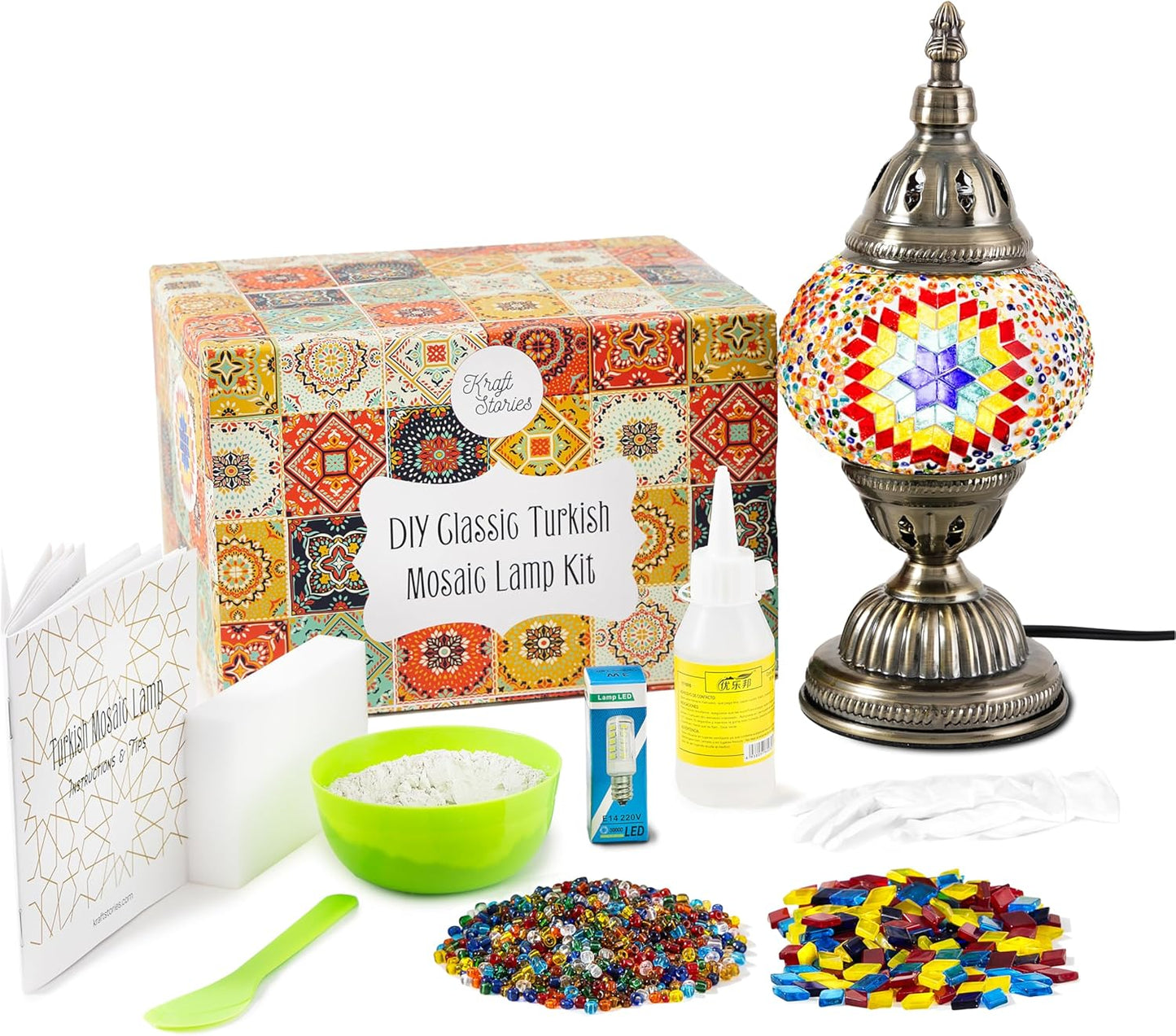 KRAFTSTORIES Turkish Mosaic Lamp Kit for DIY Home Decor