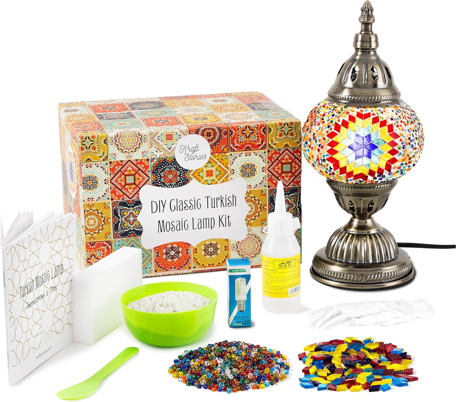 KRAFTSTORIES Turkish Mosaic Lamp Kit for DIY Home Decor
