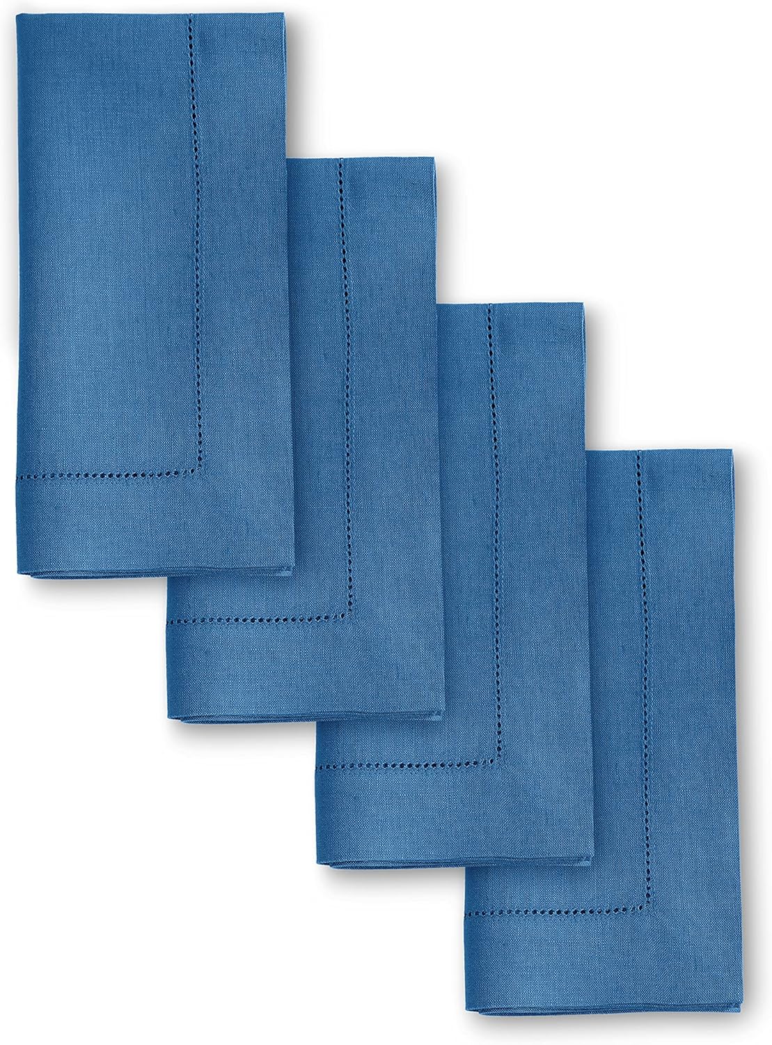 Classic Hemstitch Linen Napkins Set of 4 in Indigo Blue