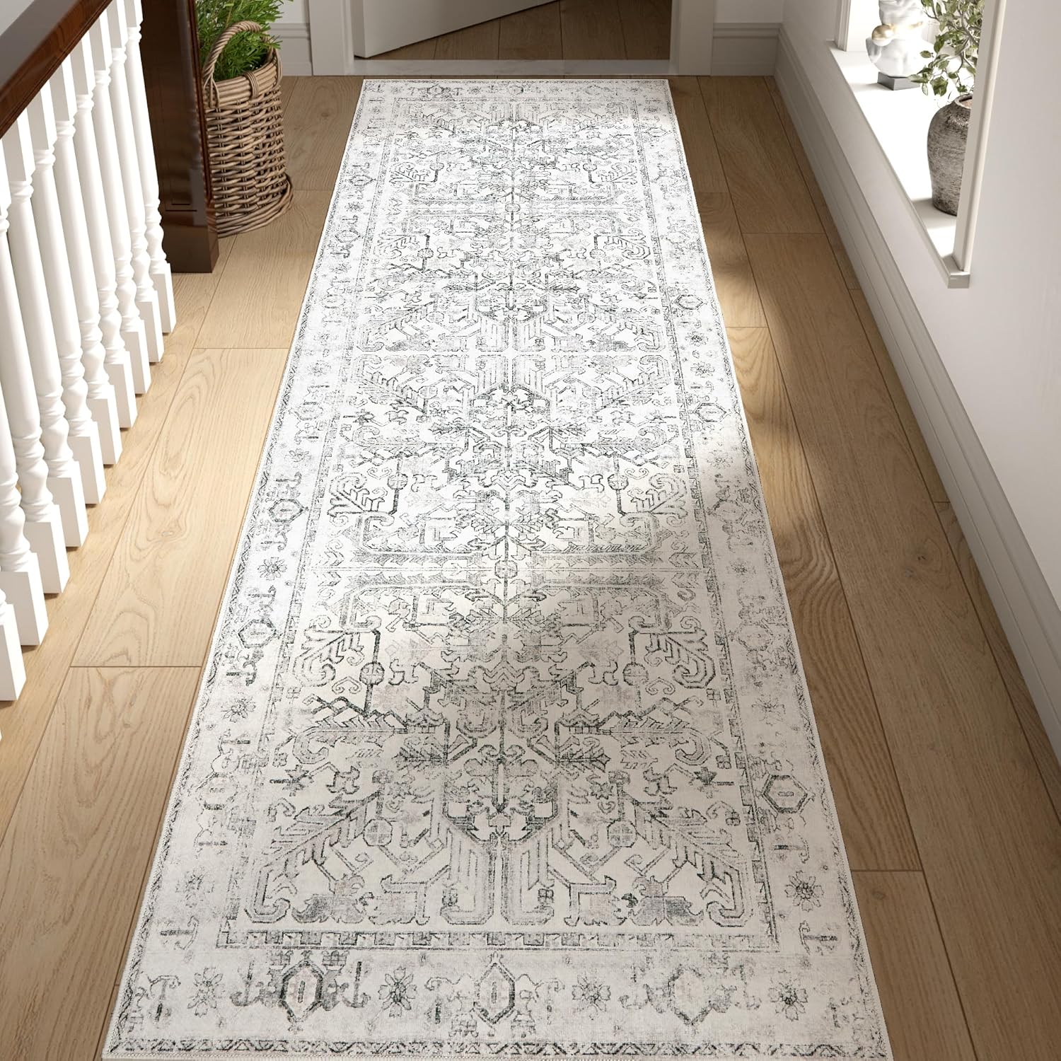 Vintage Floral Non Slip Hallway Runner Rug 2x8 for Home Use