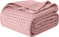 100% Cotton Waffle Blanket Full Size 88x88 in - Lightweight Breathable