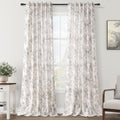 Printed Linen Curtains 90 in Length 2 Panels Set - Rustic Black Floral