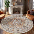 Ultra-Thin Washable 6ft Round Rug - Teal 6x6 Circle Rugs for Living
