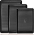 Cookie Sheets for Baking Nonstick - Thick Carbon Steel 3-Piece Set