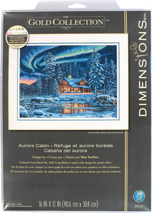 Aurora Cabin Cross Stitch Kit for Advanced Needlecrafters