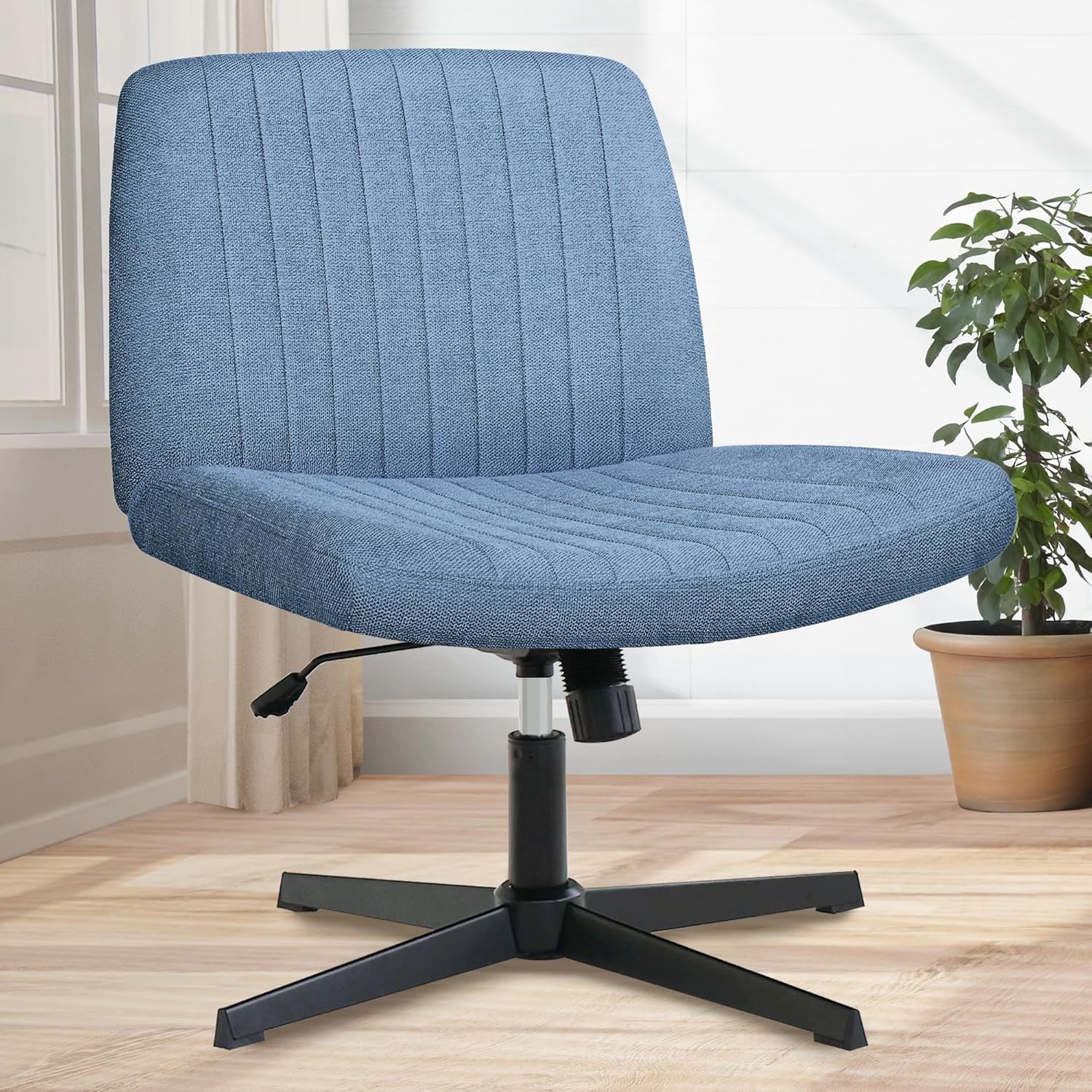 Criss Cross Chair with Wide Seat for Home Office and Vanity Use