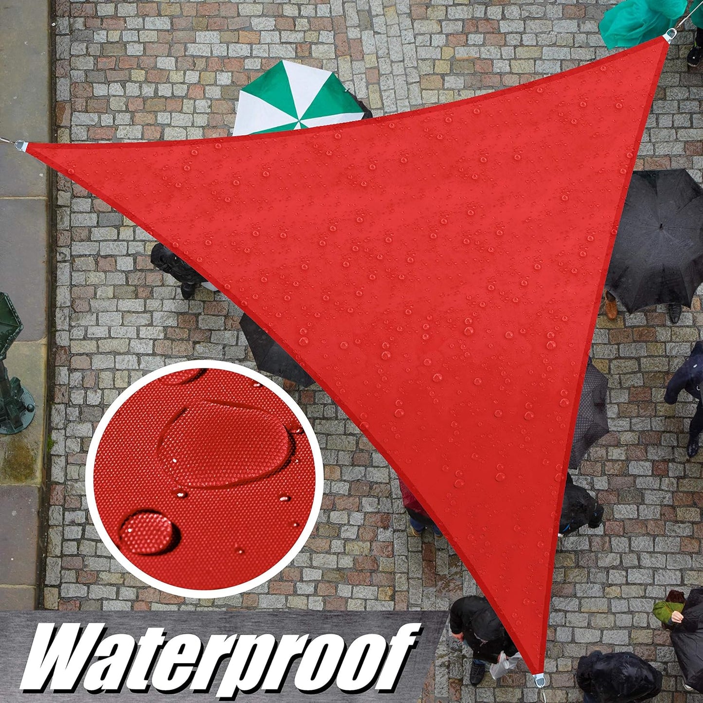 Custom Size Red Triangle Waterproof Sun Shade Sail for Outdoor