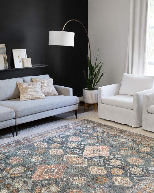 Loloi II Skye Collection Area Rug in Sea/Rust for Modern Homes