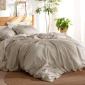 Bedsure Linen Duvet Cover Queen Size - Soft, Breathable Linen Cotton