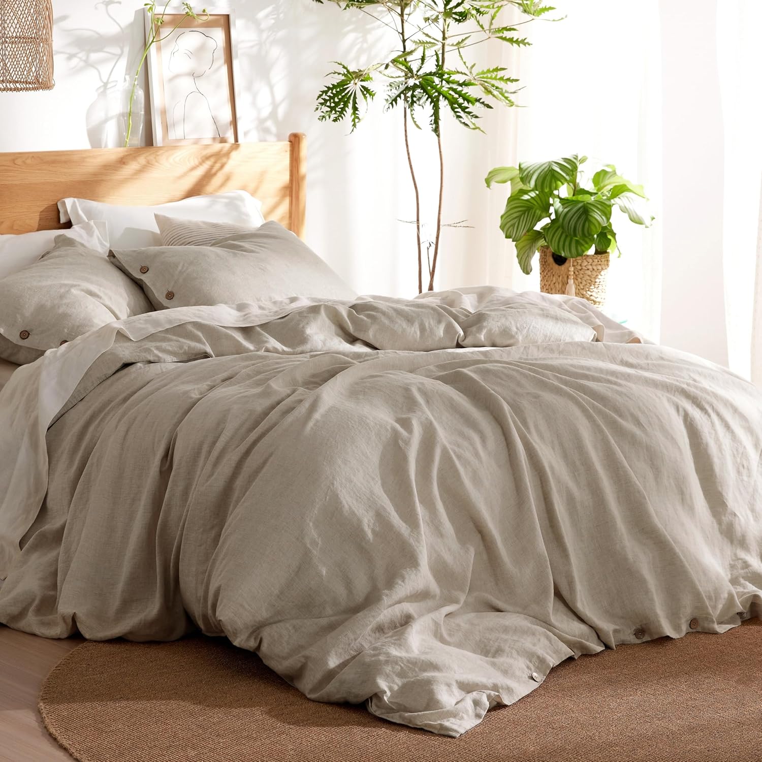 Bedsure Linen Duvet Cover Queen Size for Cozy Sleep Experience