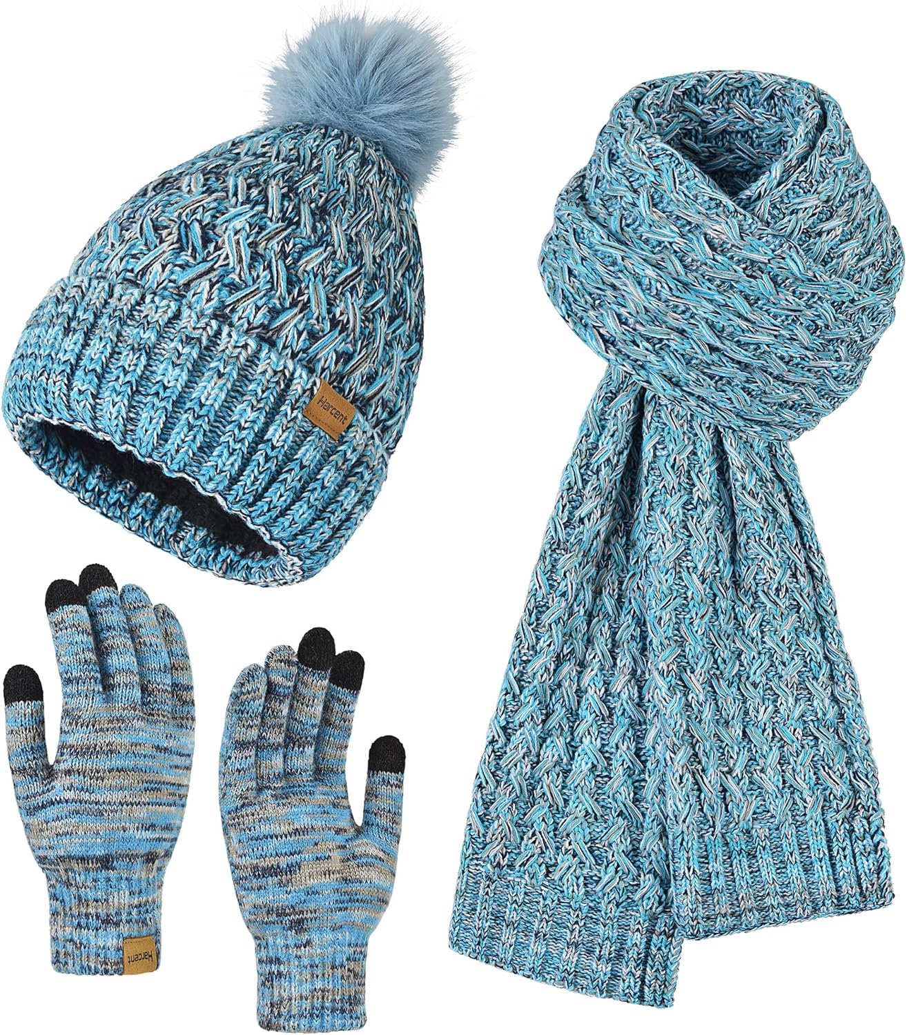 Womens Winter Warm Beanie Hat Scarf Gloves Set for Cold Days