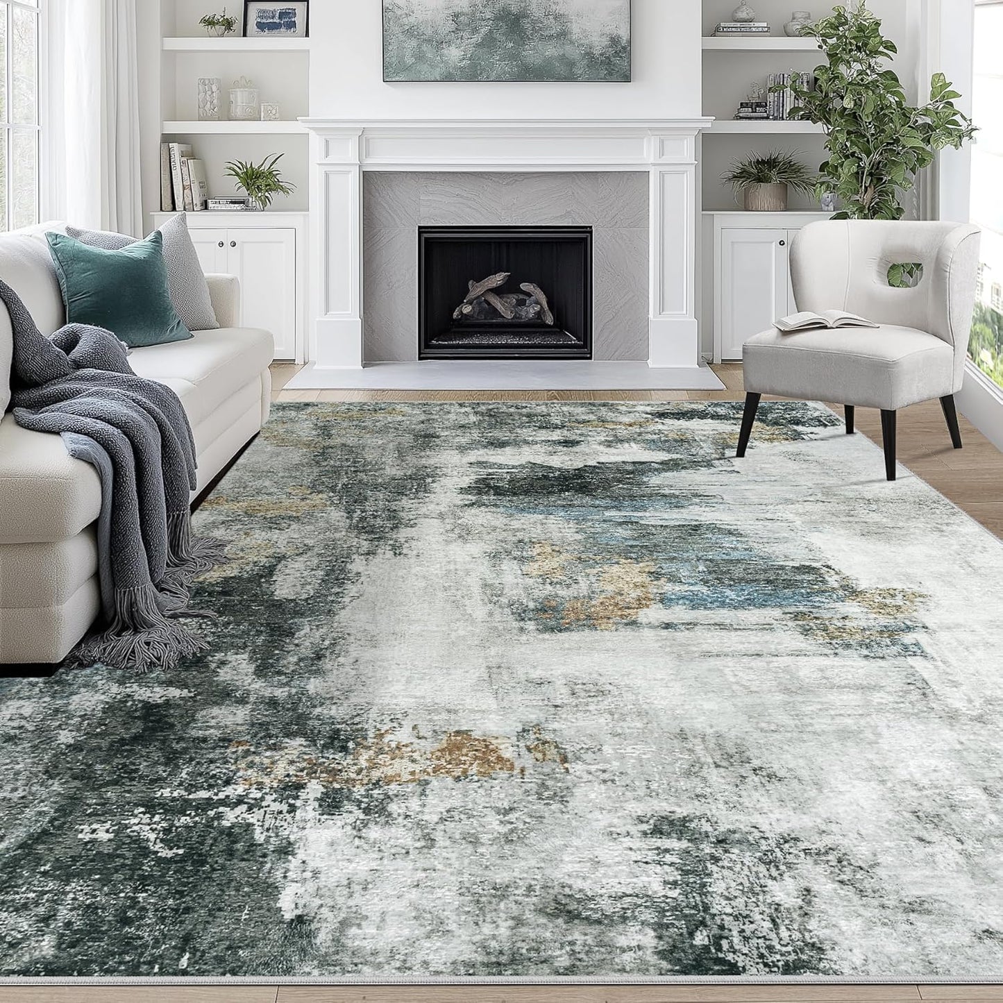 8x10 Area Rugs for Living Room: Abstract Washable Carpet
