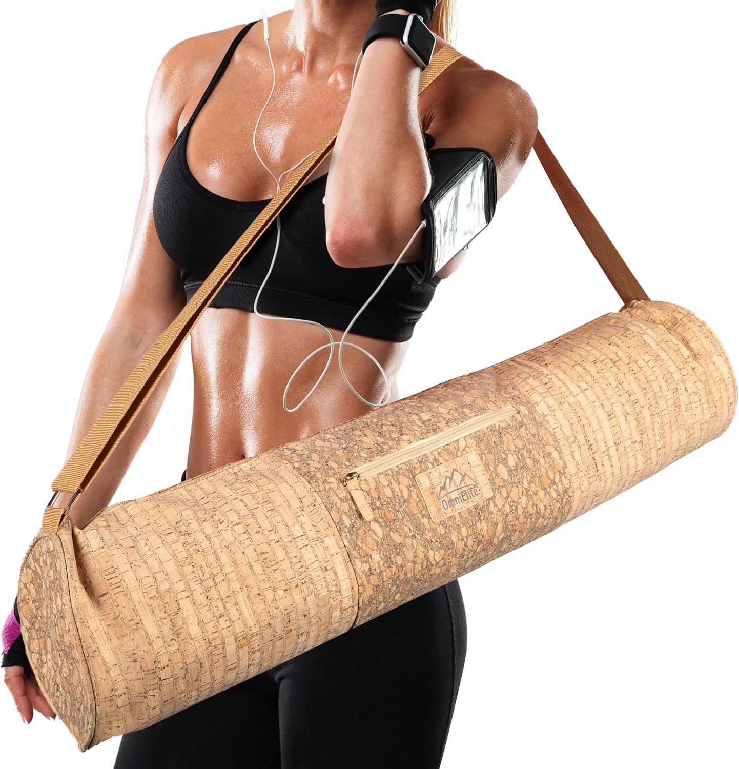 Cork Yoga Mat Carrier Bag | Fits Mats up to 29 | Gold Lining