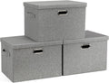 17in 36 Quart Collapsible Storage Bins 3-Pack Grey Linen - Stackable
