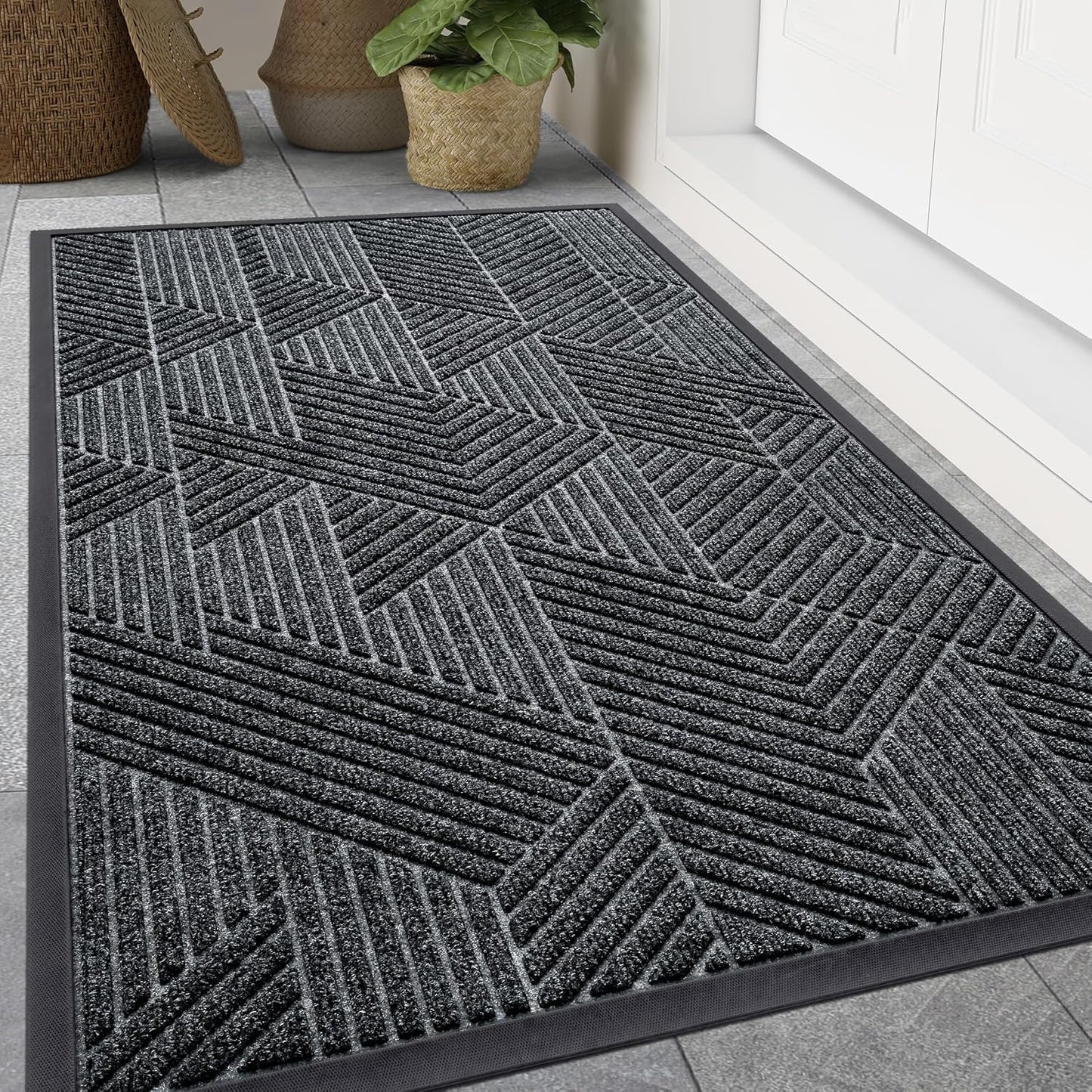 Smiry Front Door Mat Heavy Duty Rubber Doormat for All Weather