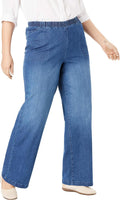 Fineline Stretch Denim Wide-Leg Pull-On Jeans - Comfortable Fit Shoes