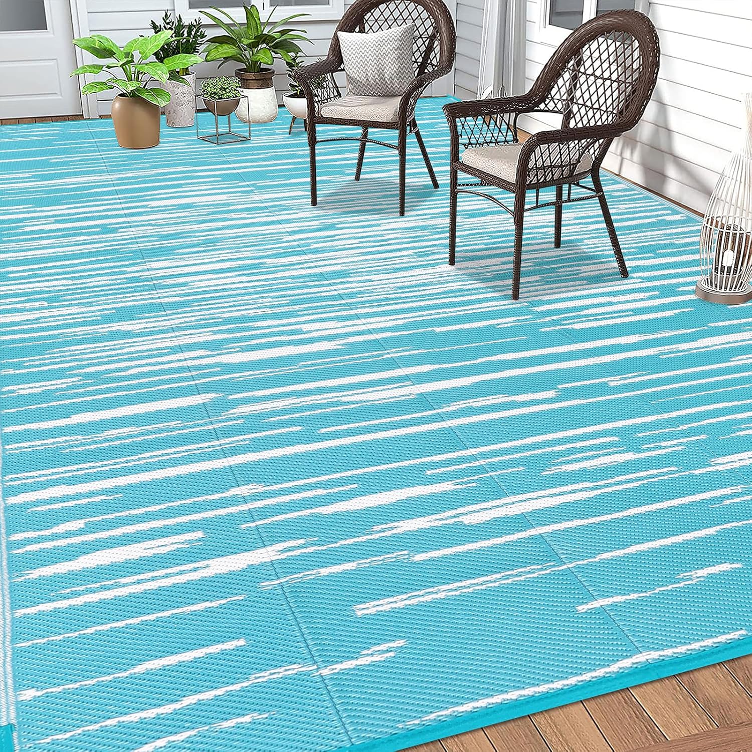 HEBE Outdoor Rug 8ftx10ft Waterproof for Patios and Camping