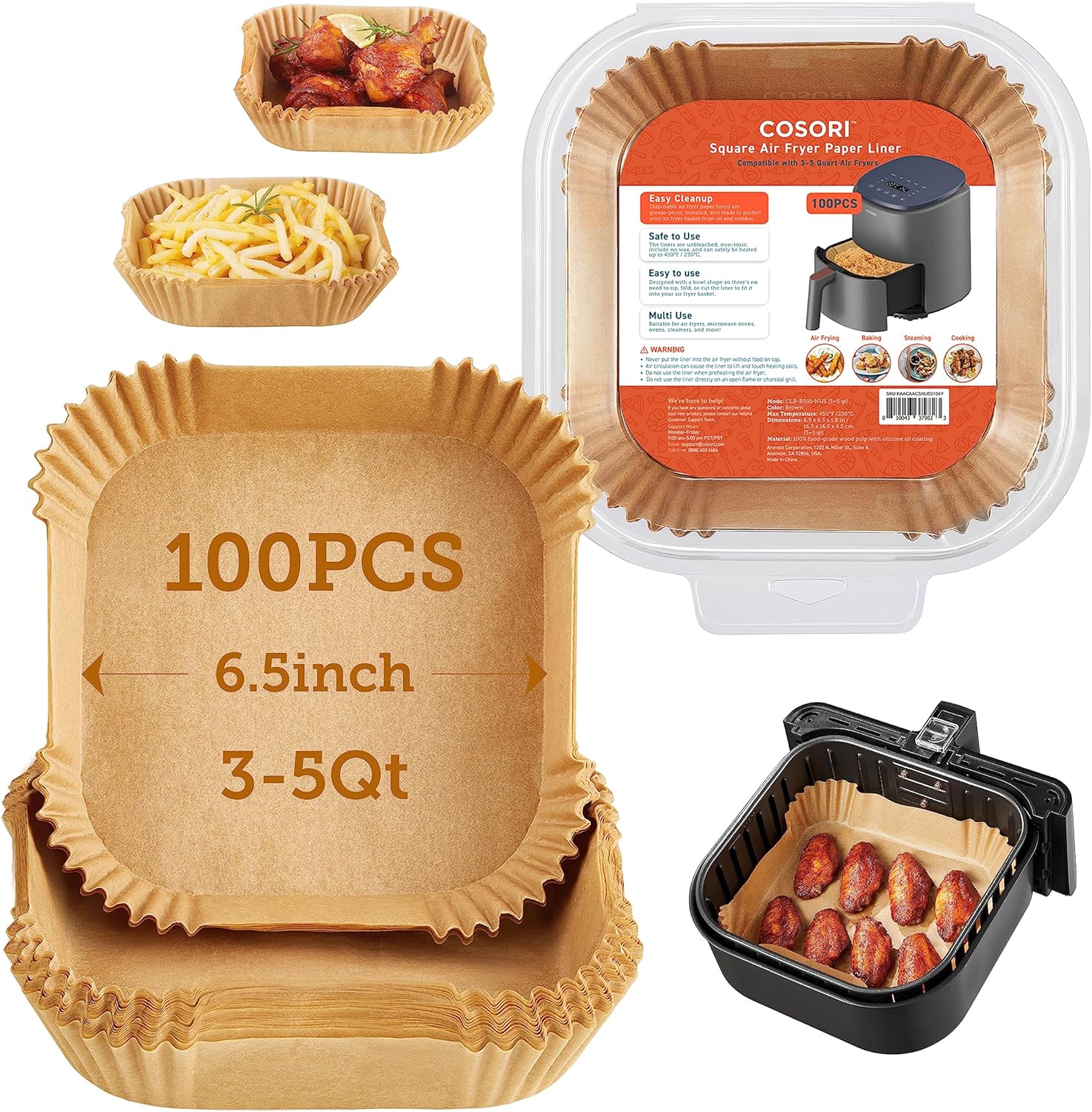 COSORI Air Fryer Liners: Non-Stick & Easy Clean 465F Resistant