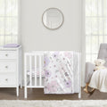 Lavender Purple Boho Floral Mini Crib Bedding Set - Compact Nursery