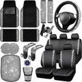 Bling Diamond Car Accessories Set for Women - 23 PCS Silver Sparkle