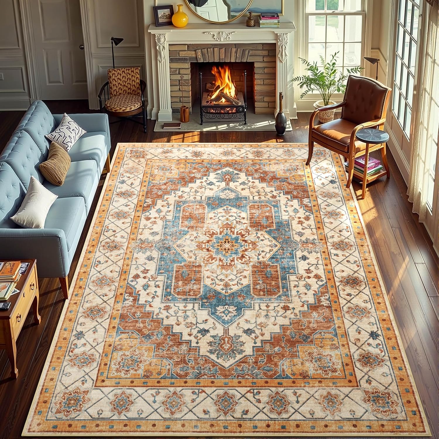 YJ.GWL 6x9 Area Rugs for Living Room, Non Slip Vintage Boho