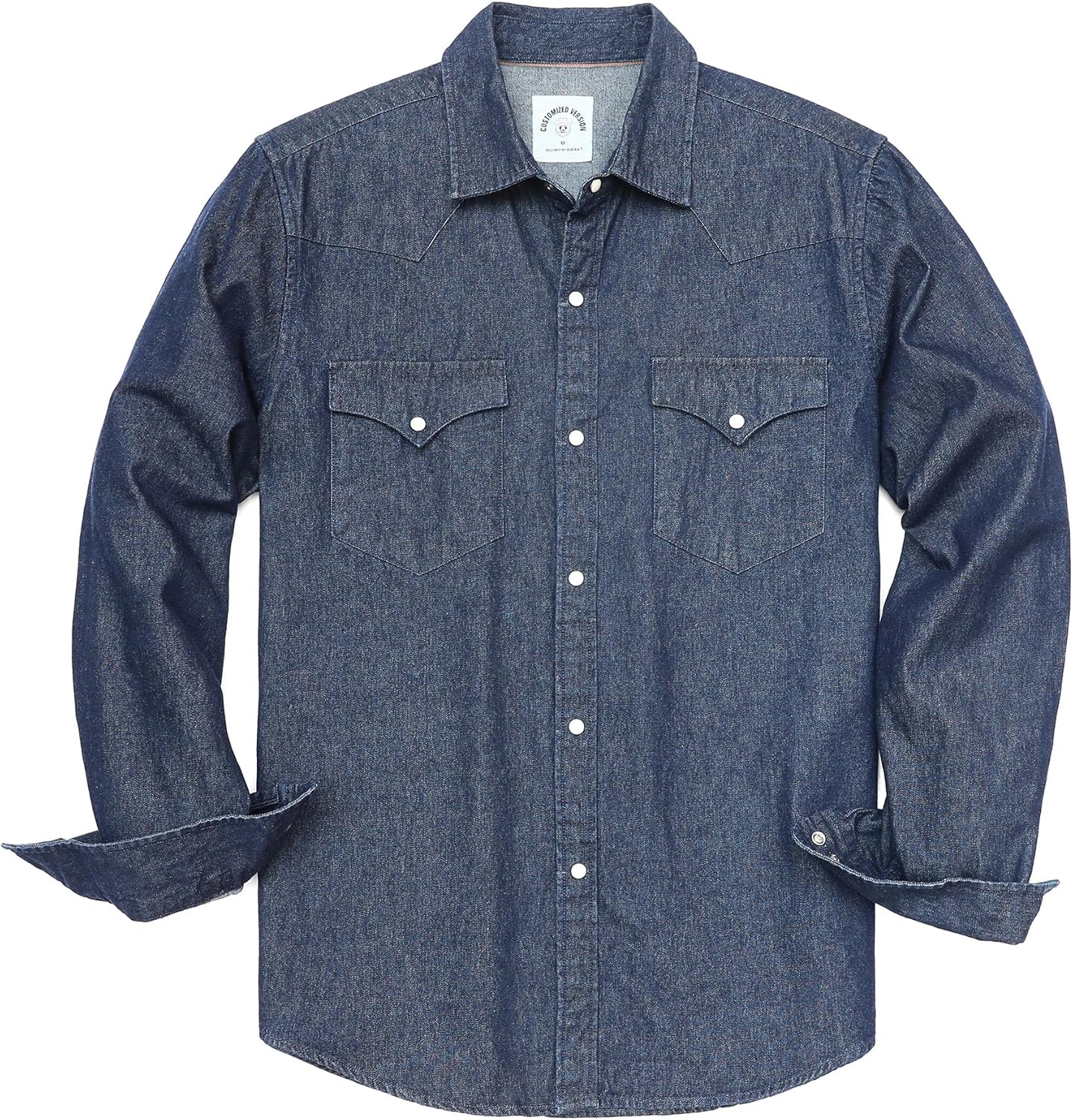 Dubinik Mens Long Sleeve Button Up Casual Denim Shirt for Work