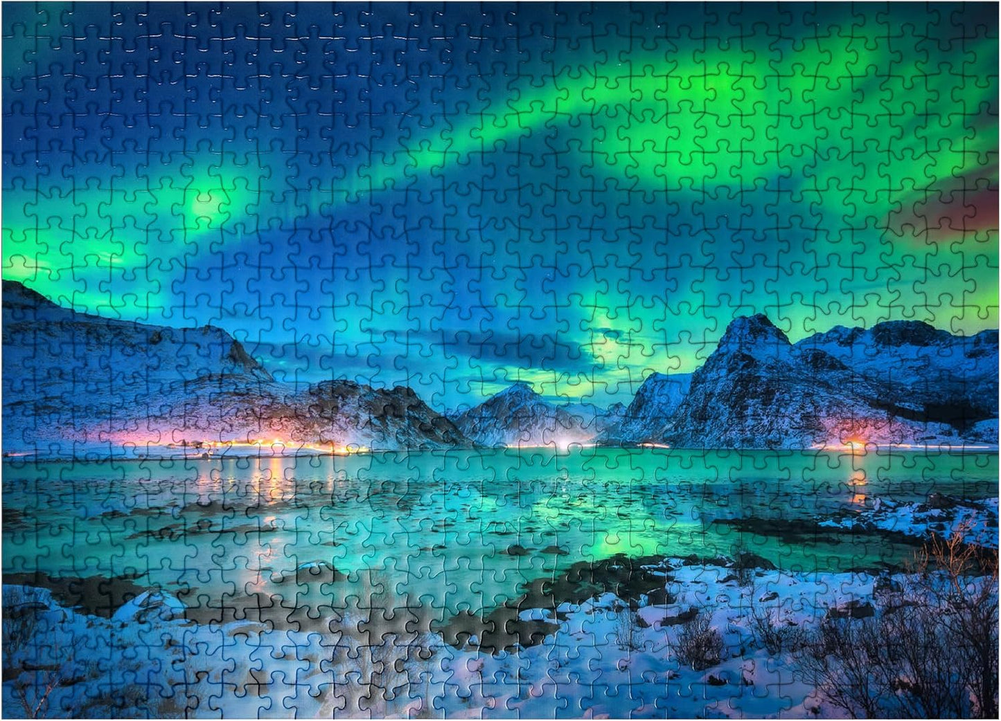 MyPuzzle Aurora Borealis Over Sea Coast 500 Piece Jigsaw Puzzle