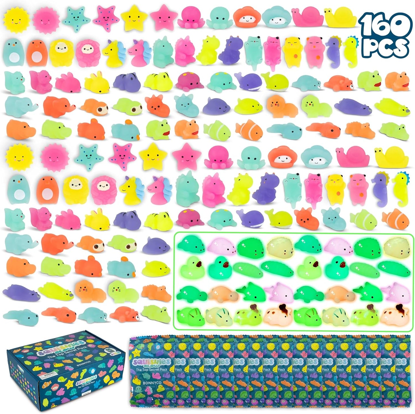 Mochi Squishy Toys Bulk for Kids Party Favors Pack of 160