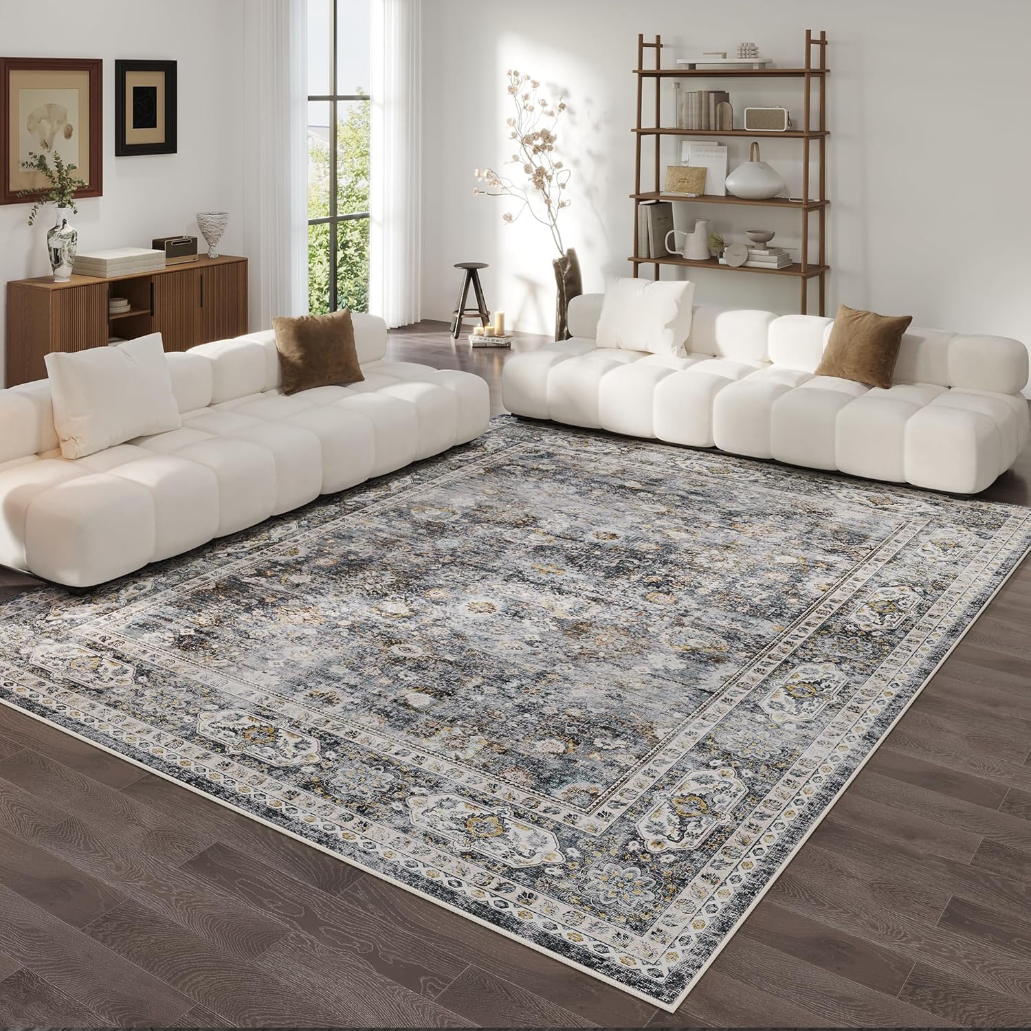9x12 Washable Boho Rug for Living Room and Kids Playroom