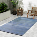 Outdoor Rug Waterproof Fade Resistant - Striped Cancun Indigo 6 x 9 ft