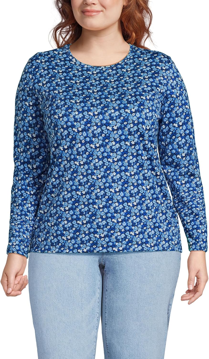 Relaxed Supima Cotton Long Sleeve Crew Neck T-Shirt for Women
