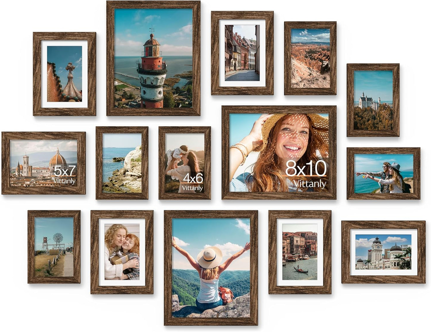 Vittanly 15 Pack Picture Frames for Collage Wall Decor Display