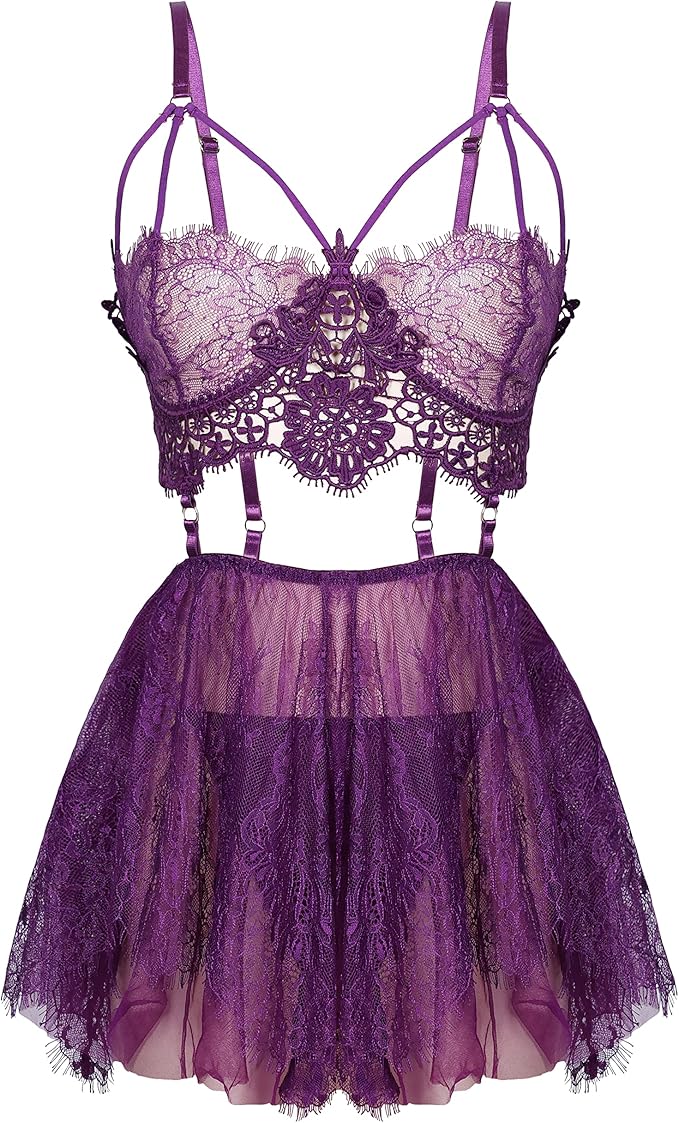 SPORCLO Plus Size Lingerie for Women: Lace Black Babydoll