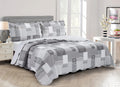 Grey Heart Love Floral Lace Patchwork King Quilt Set - Reversible