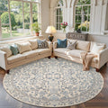 jinchan Round Rug 7ft Area Rug - Vintage Floral Comfort