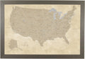 Push Pin Travel Maps Vintage USA Barnwood Gray Framed Map